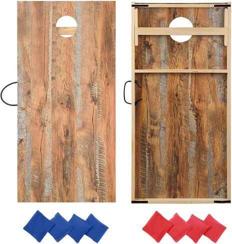 Solid Wood Premium Cornhole Game Set, Bean Bag Toss Game for Tailgate, Outdoor, Backyard - Professional Portable Cornhole Boards & Set of 8 Cornhole Bean Bags (Junior, Tailgate, Regulation Size) in Saudi Arabia