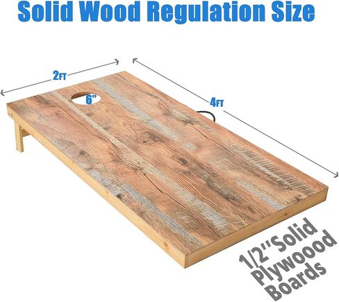 Solid Wood Premium Cornhole Game Set, Bean Bag Toss Game for Tailgate, Outdoor, Backyard - Professional Portable Cornhole Boards & Set of 8 Cornhole Bean Bags (Junior, Tailgate, Regulation Size) in Saudi Arabia