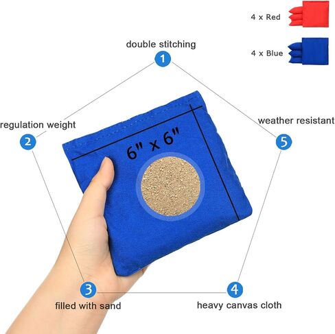 Solid Wood Premium Cornhole Game Set, Bean Bag Toss Game for Tailgate, Outdoor, Backyard - Professional Portable Cornhole Boards & Set of 8 Cornhole Bean Bags (Junior, Tailgate, Regulation Size) in Saudi Arabia