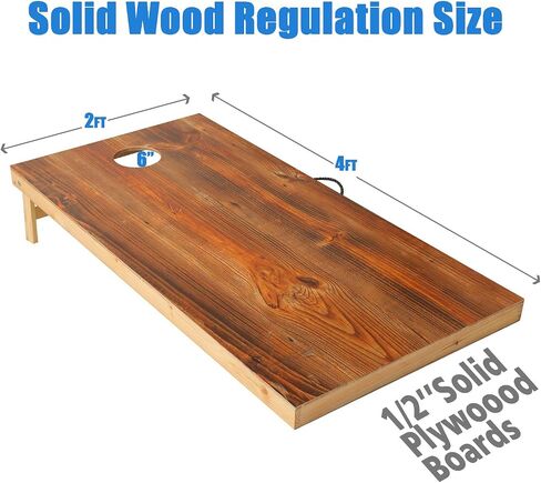 Solid Wood Premium Cornhole Game Set, Bean Bag Toss Game for Tailgate, Outdoor, Backyard - Professional Portable Cornhole Boards & Set of 8 Cornhole Bean Bags (Junior, Tailgate, Regulation Size) in Saudi Arabia