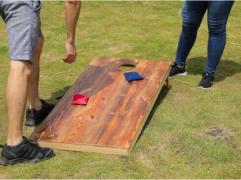 Solid Wood Premium Cornhole Game Set, Bean Bag Toss Game for Tailgate, Outdoor, Backyard - Professional Portable Cornhole Boards & Set of 8 Cornhole Bean Bags (Junior, Tailgate, Regulation Size) in Saudi Arabia