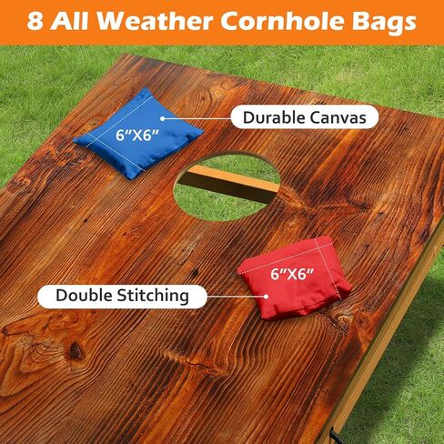 Solid Wood Premium Cornhole Game Set, Bean Bag Toss Game for Tailgate, Outdoor, Backyard - Professional Portable Cornhole Boards & Set of 8 Cornhole Bean Bags (Junior, Tailgate, Regulation Size) in Saudi Arabia