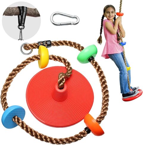 أرجوحة شجرة حبل التسلق من يونيكام للأطفال مع منصات ومقعد أرجوحة قرصية، مجموعة أرجوحة للملعب، ألعاب لعب في الهواء الطلق، أرجوحة منزل على شكل أشجار للأطفال، مع حلقة تسلق ومجموعة حزام in Kuwait