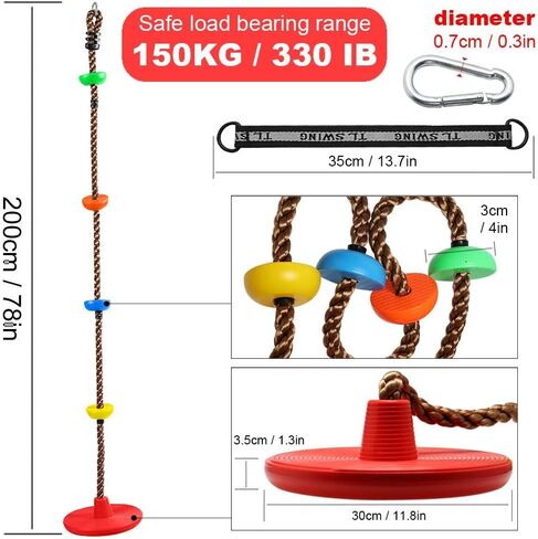 أرجوحة شجرة حبل التسلق من يونيكام للأطفال مع منصات ومقعد أرجوحة قرصية، مجموعة أرجوحة للملعب، ألعاب لعب في الهواء الطلق، أرجوحة منزل على شكل أشجار للأطفال، مع حلقة تسلق ومجموعة حزام in Kuwait