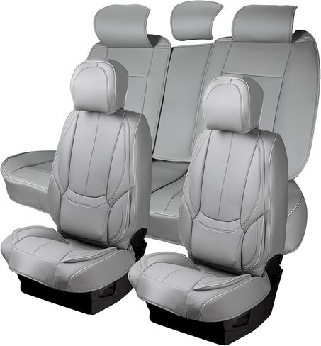 Zone Tech Full Set of 5 Car Seat Covers for Cars, Waterproof Nappa Leather Car Seat Protectors Full Set, Universal Auto Interior Fit for Most Sedans SUV Pick-up Truck Black (Gray) in Saudi Arabia