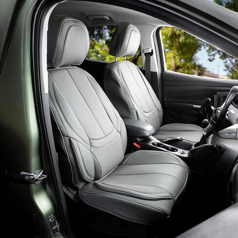 Zone Tech Full Set of 5 Car Seat Covers for Cars, Waterproof Nappa Leather Car Seat Protectors Full Set, Universal Auto Interior Fit for Most Sedans SUV Pick-up Truck Black (Gray) in Saudi Arabia