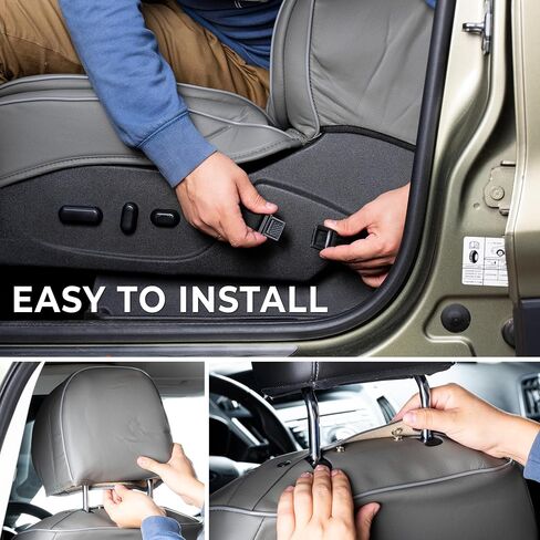 Zone Tech Full Set of 5 Car Seat Covers for Cars, Waterproof Nappa Leather Car Seat Protectors Full Set, Universal Auto Interior Fit for Most Sedans SUV Pick-up Truck Black (Gray) in Saudi Arabia