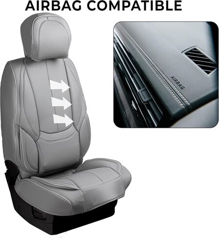 Zone Tech Full Set of 5 Car Seat Covers for Cars, Waterproof Nappa Leather Car Seat Protectors Full Set, Universal Auto Interior Fit for Most Sedans SUV Pick-up Truck Black (Gray) in Saudi Arabia