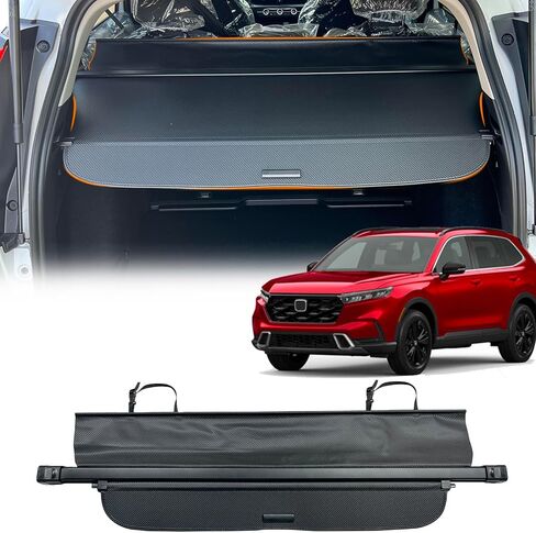 غطاء شحن لسيارة Honda CRV 2023 2024 مع ستارة خلفية، غطاء صندوق خلفي قابل للسحب بتغطية كاملة مطورة متوافق مع ملحق غطاء صندوق السيارة Honda CR-V 2023 2024 (ألياف الكربون) in Kuwait