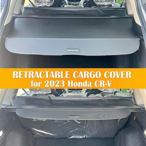 غطاء شحن لسيارة Honda CRV 2023 2024 مع ستارة خلفية، غطاء صندوق خلفي قابل للسحب بتغطية كاملة مطورة متوافق مع ملحق غطاء صندوق السيارة Honda CR-V 2023 2024 (ألياف الكربون) in Kuwait