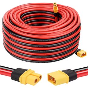 2PCS XT60 Extension Cable 10AWG 1FT XT60 to XT60 Cable with Male to Female Connector for Portable Power Station Solar Panel RC Battery