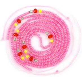 ELABEST 50inch Plus Size African Waist Beads Belly Chain Non-Stretching Tie-on Bead Body Jewelry Accessories for Women and Girls