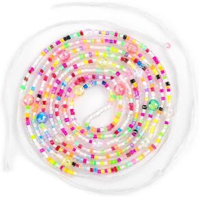 ELABEST 50inch Plus Size African Waist Beads Belly Chain Non-Stretching Tie-on Bead Body Jewelry Accessories for Women and Girls