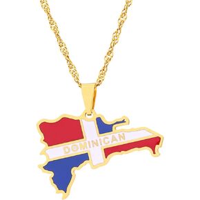 Fashion Stainless Steel Dominican Republic Map Pendant Necklace