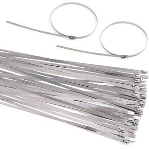 Keadic 30Pcs 8 Inches 304 Stainless Steel Zip Ties Exhaust Wrap Coated Locking, Metal Cable Zip Ties for Computer Wire Harness, Automotive Parts and more