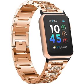 Compatible for ITOUCH AIR 4 Band, Lamshaw 24mm Quick Release Women Jewelry Bling Diamond Metal Dressy Strap Adjustable Replacement Strap Accessories Sports Band Compatible for ITOUCH AIR 4 41mm / 46mm / Air 3 44mm Smartwatch