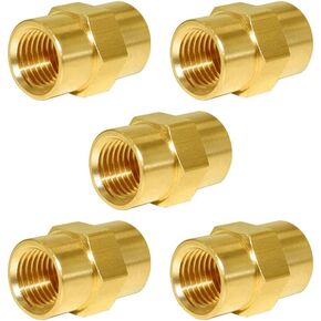 Joywayus Brass Pipe Fitting, Hex Nipple 1/2"NPT Female x 1/2"NPT Female(Pack of 5)