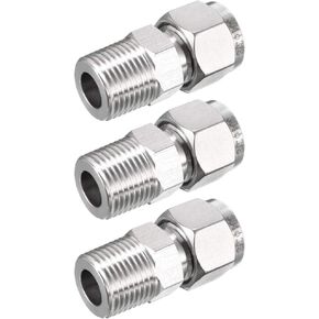 uxcell Compression Tube Fitting, 3/8 NPT Male x Ф3/8" Tube OD with Double Ferrules 3pcs