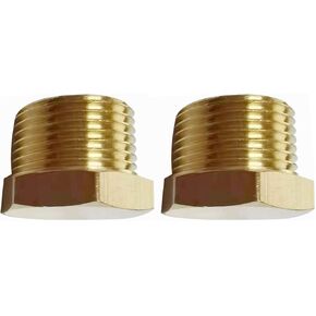 YOUHO 1/8 Npt Adapter for Pipe Fittings, Brass Pipe Fitting 1/8" Hex Head Plug with Thread (5 Packs)