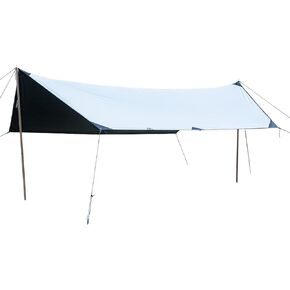 iClimb Strong Elegant Alu. Tarp Poles Set of 2 Height Adjustable with Lantern Hook and Carry Bag, Nature Color