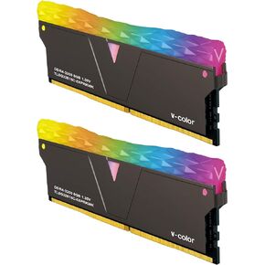 V-Color Prism Pro DDR4 16GB (8GBx2) 3600MHz (PC4-28800) CL18 RGB وحدة ذاكرة الوصول العشوائي لسطح المكتب للألعاب UDIMM Hynix IC Single Rank - Jet Black (TL8G36818D-E6PRKWK) قم بزيارة V-COLOR COLOR YOUR LIFE STO