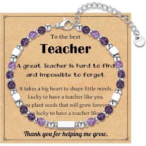 Teacher Appreciation Gifts, Personalized Teacher Bracelet Gifts for Women, Birthday Graduation Christmas Gifts for Teacher