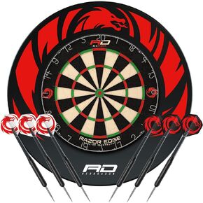 Red Dragon Professional Dartboard Sets - Tournament Standard Quality and Durable Surround with 2X Sets Steel Tip Darts