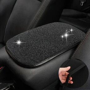 غطاء مسند ذراع السيارة من BetterJonny Auto Bling، غطاء وحدة التحكم المركزية للسيارات من حجر الراين الكريستالي، وسادة غير قابلة للانزلاق لذراع السيارة، ملحقات سيارة بلينغ عالمية لمعظم السيارات (13.2 × 9.3 بوصة)