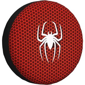 Red Spider Skin Pattern Superhero Spare Tire Cover 16 inch Water Resistant Polyester Silver Coated Sun Protection Universal Wheel Covers for Trailer RV SUV Truck Camper Travel Trailer