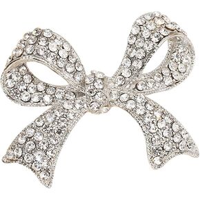 Elegant Crystal Bow Brooch Pin for Women Girls,Vinage Sparkly Rhinestones Brooches Pins Beautiful Lapel Pins Dress Suit Shirt Ceremony Clothes Accessories Jewelry