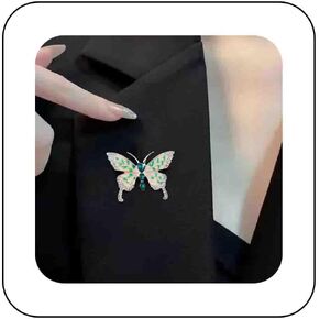 Pearl Shell Resin Butterfly Brooch Pin Sparkly Crystal Butterfly Brooches Pin Lepel Pin Hollow Butterfly Wing Brooch Pin Rhinestone Butterfly Brooch Pin Decorative (Green Resin 1)
