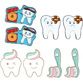 8 Pcs Tooth Brooch Women Girls Lapel Pin Cute Creative Tooth Molar Enamel Pin Funny Happy Tooth and Toothbrush Wearing Masks/Bow Tie /Christmas Hat Tooth Pin Charm Dentist Cartoon Pin Nurse Brooch Doctors Nurse Decor Gift