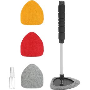 Windshield Cleaner Inside,Car Window Cleaner,Car Cleanser Brush,Car Accessories Car Cleaning Supplies Tools,Car Cleaning Kit with Extendable Handle,Microfiber Cloth,Spray Bottle,Fits All Cars
