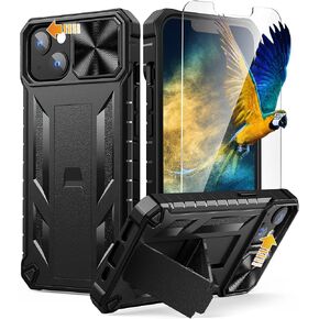 SOiOS for iPhone 13 iPhone14 Case with Stand: iPhone 13 iPhone14 Cover with Kickstand | Shockproof Military Grade Protective Cell Phone Case | TPU Durable Rugged Bumper Textured Matte Hybrid Design
