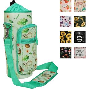 Resuable Boho Sleeve for Water Bottle 30/40 oz Sports Water Bottle Carrier with Adjustable Shoulder Strap Water Bottle Sling Bag for Boho Lover