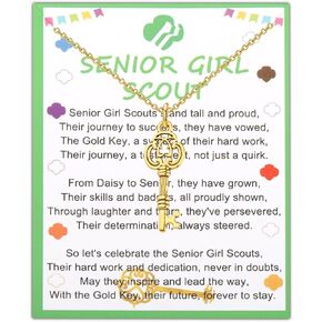 Senior Girl Scout Gold Key Necklace Girl Scout Gold Award Gift Girl Scout Bridging Necklace