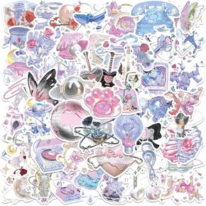 Aesthetic Stickers Preppy Stickers for Girls Women, Asverbet 50PCS Y2k Stickers for Scrapbook Journaling Water Bottles Laptop Luggage, Waterproof Vinyl Cute Decals Crystal Stickers