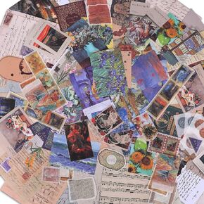 Scrapbook Supplies Pack (200 Pieces) for Art Journaling Bullet Junk Journal Supplies Planners DIY Vintage Stickers Craft Kits Notebook Collage Album Aesthetic Picture Frames (Artistic)