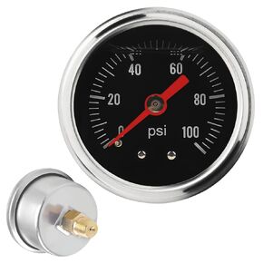 Universal Adjustable Fuel Pressure Regulator Gauge Liquid 0-100psi Oil Press Gauge 1/8" NPT Black