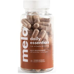 Mela Daily Essentials Multivitamin for Melanated Women - High-Dose Vitamin D3 and B12, Probiotics, Lion's Mane, Ceylon Cinnamon - Vegan, Gluten Free, Non-GMO, 30 Day Supply (60 Capsules)