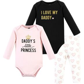 Hudson Baby Unisex Baby Cotton Bodysuit and Pant Set, Daddys Little Princess Long Sleeve, 0-3 Months