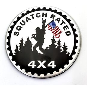 1Pc Black Exterior Accessoriesquatch, American Flag Badge Rated Car Emblem, 4 x 4 Metal Automotive Badge 3D Metal Bigfoot Car Badges Round, Emblem Decals, Car Badge Decals, Trucks SUV Badge,Automotive