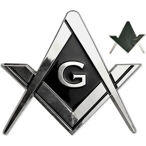 Masonic Car Emblem Square and Compass Metal Decal