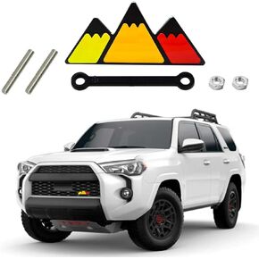 Mingxuan Store MingxuanStore Tri-Color Grille Emblem Car Truck Badge for Tacoma 4Runner Tundra Sequoia Rav4 Highlander Decoration Accessories (Triangle-White, Blue)