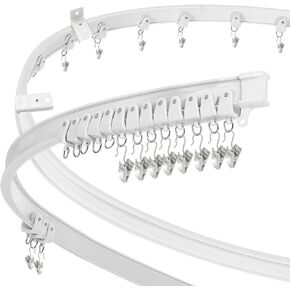 Ceiling Curtain Track Flexible Bendable Curtain Track 20 Ft Wall Mount Curved Curtain Rail Track System Sliding Ceiling Track Set for Bay Window Room Divider RV