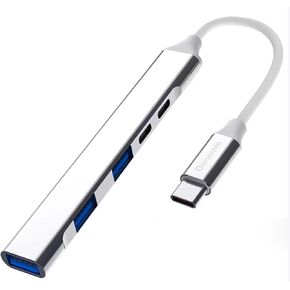 USB C & USB Hub 3.0, Aluminum 4 in 1 USB Hub Splitter Fast Date Transfer, with 1 x USB 3.0, 2 x USB 2.0 and 1 x USB C Ports, for MacBook Pro Air/foriphone 15/ for pad pro/Tablet Devices