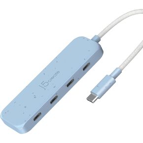j5create 4-in-1 Pink USB-C to 4-Port Type-C Hub(Eco-Friendly), USB-C Hub with 10 Gbps USB-C | Compatible with MacBook Pro, MacBook Air, iPad, Mac Mini and More Type C Devices and More(JCH345ER)
