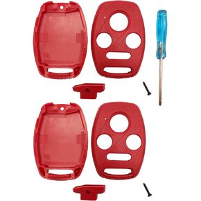 Upgraded NO Cut Key Fob Case Shell fit for Honda 2003-2012 Accord / 2006-2013 Civic EX / 2009-2015 Pilot / 2005-2006 CR-V Accessories Remote Key Fob Cover (1 Black + 1 Red)