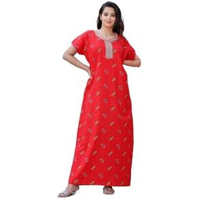 Indian Women's Cotton Traditional Printed Maxi Long Nightgowns