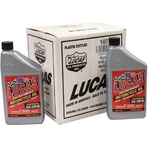 Lucas Oil Motorcycle Oil/Synthetic 20W-50, 6 Btls/1 Qt